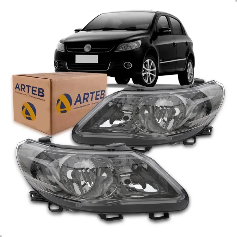 PAR FAROL GOL SAVEIRO VOYAGE G5 GV 2009 A 2012 FOCO DUPLO FUMê COM CÚPULA TELA ORIGINAL ARTEB