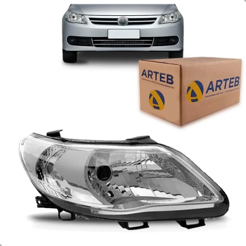0160712 Farol Original Gol Saveiro Voyage G5 2009 A 2012 Lado Direito Foco Simples Cromado