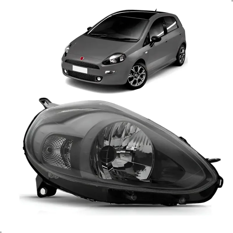 Farol Punto 2013 A 2016 Lado Direito Masc Negra Friso Prata T Jet