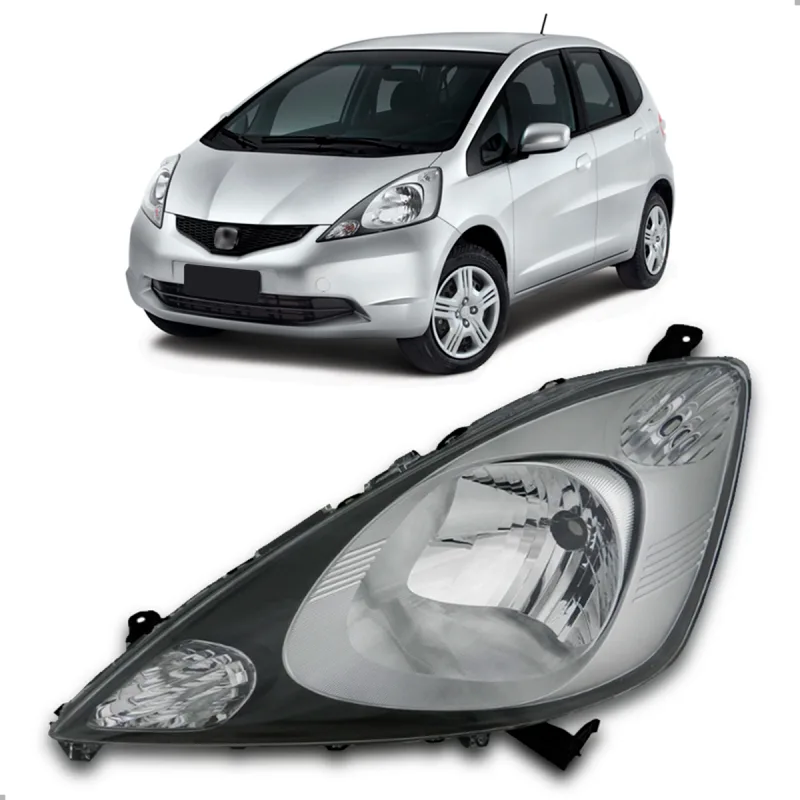 Farol Original Fit 2009 A 2012 Lado Esquerdo Mascara Cinza